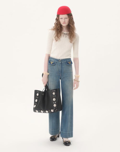 Valentino - Denim Trousers - Blue - Woman - Shelf - Wrtw - Cherryfic, Betulla, Pastel Ribbon Tweed W1