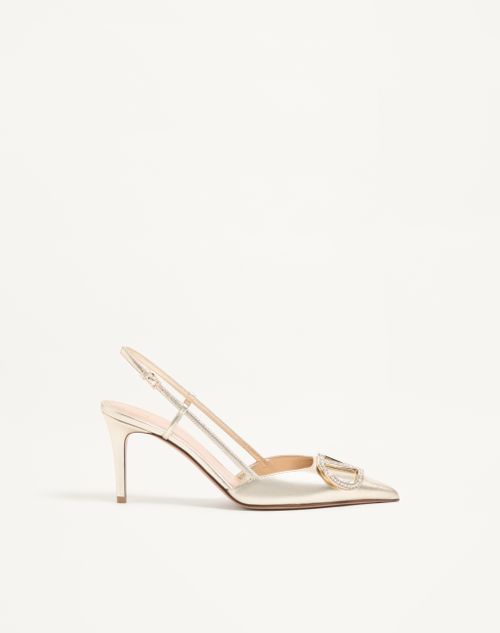Valentino Garavani - Slingback-pumps Vlogo Glow Aus Laminiertem Nappaleder Mit 80 Mm-absatz - Platin - Frau - Pumps Und Slingbacks