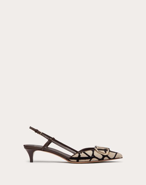 Valentino Garavani - Vlogo Signature Slingback Pump In Toile Iconographe 40mm - Fondant/natural - Woman - Woman Sale