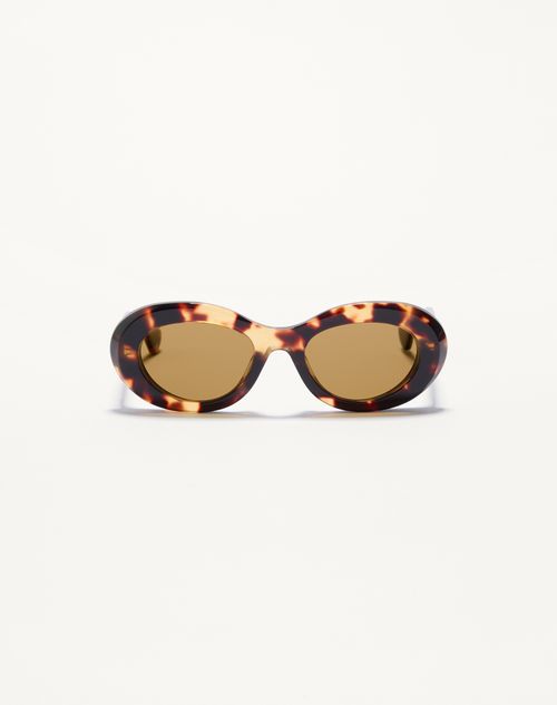 Valentino - Oval Acetate Eyewear - Havana/brown - Woman - Eyewear