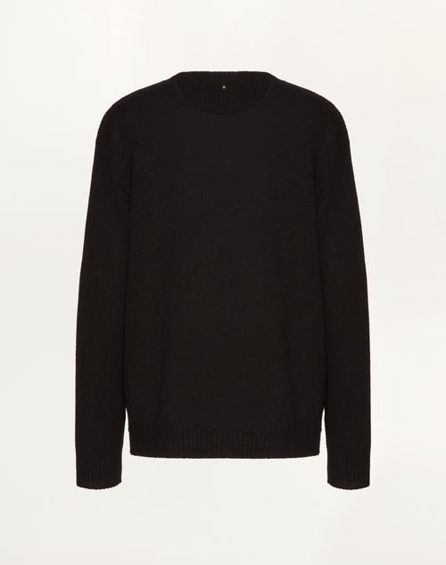 Valentino - Cashmere Crewneck Sweater With Stud - Black - Man - Man Ready To Wear Sale