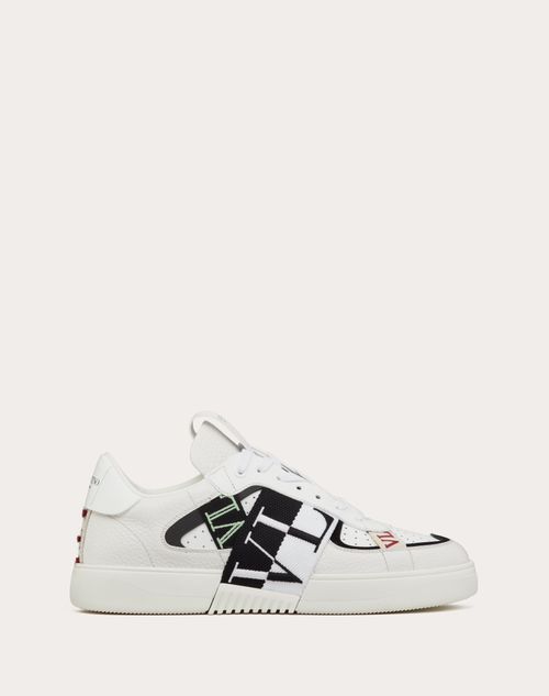 Valentino Garavani - Baskets Basses Vl7n En Cuir De Veau Avec Bandes - Blanc/noir/menthe/rubis - Homme - Baskets