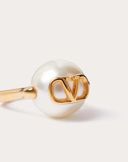 Valentino Garavani - Anillo De Metal Y Resina Con El Vlogo Signature - Oro - Mujer - Joyas