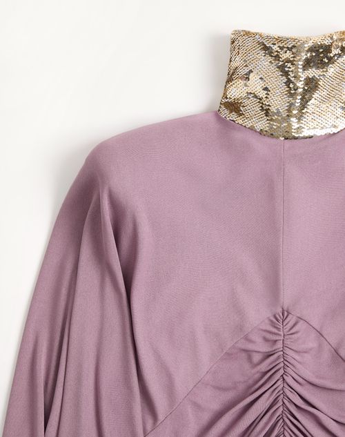 Valentino - Langes Kleid Aus Besticktem Jersey-crêpe - Lila - Frau - Abendkleider