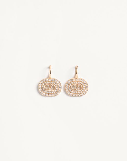 Valentino Garavani - Vlogo Signature Earrings In Metal With Swarovski® Crystals - Gold/crystal - Woman - Jewellery