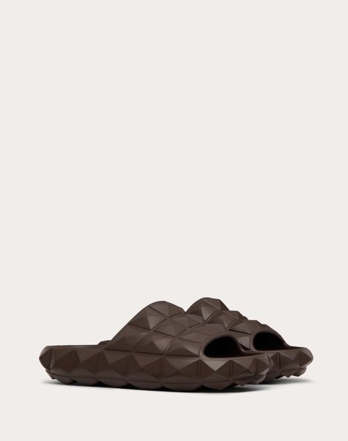 Valentino Garavani - Roman Stud Turtle Slide Sandal In Rubber - Fondant - Woman - Shoes
