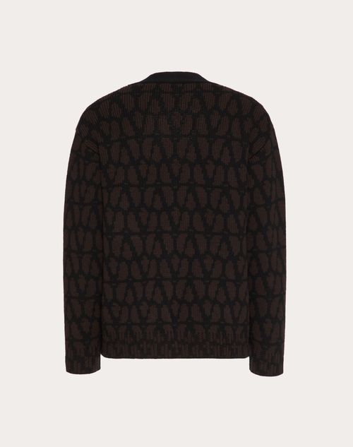 Valentino - Wool Cardigan With Toile Iconographe Pattern - Black - Man - Knitwear