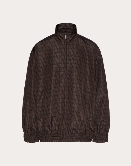 Valentino - Chaqueta De Faille De Seda Con Estampado Toile Iconographe En Toda La Prenda - Ébano/negro - Hombre - Chaquetas Y Plumíferos