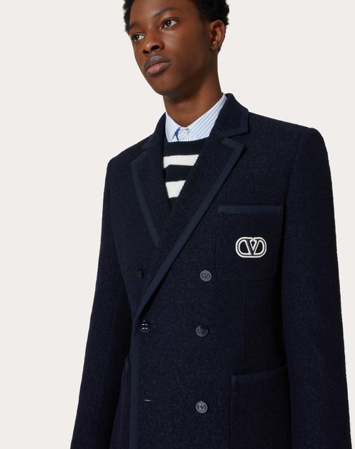 Valentino embroidered-crest tailored blazer - Blue