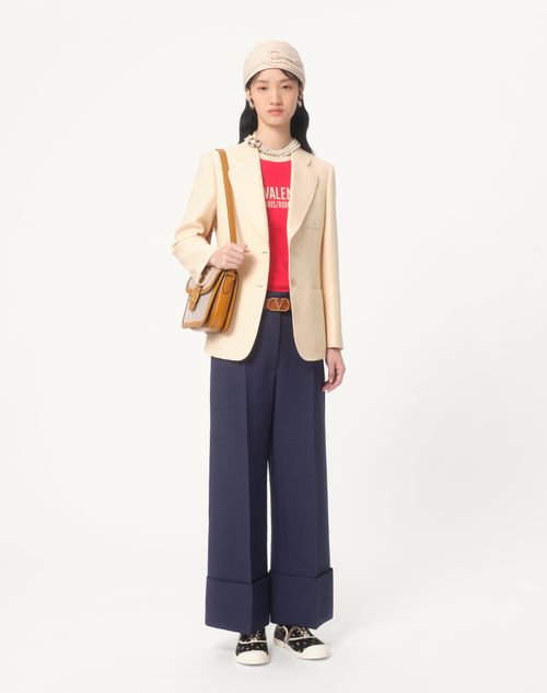 Valentino - Pantalón De Crepe Couture - Añil - Mujer - Pantalones Largos Y Cortos