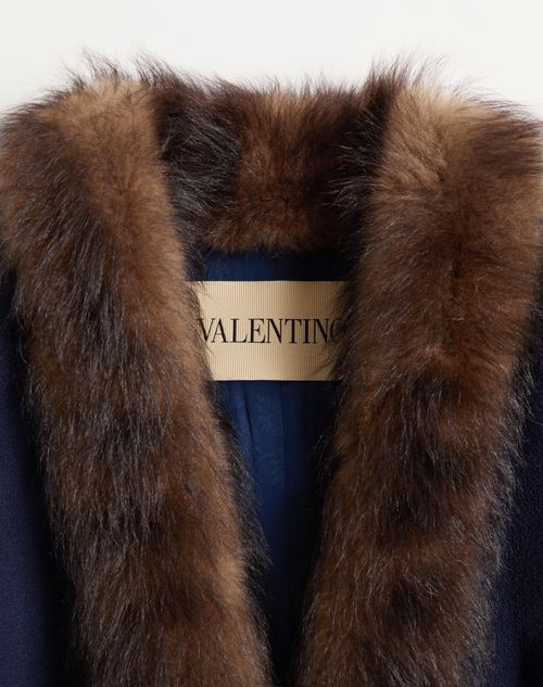 Valentino - Veste En Crêpe De Laine - Indigo - Femme - Vestes Et Manteaux