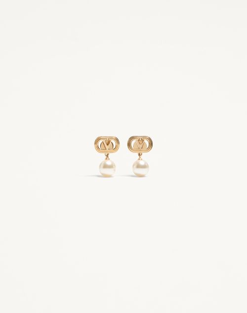 Valentino Garavani - Ovalette Metal Earrings With Swarovski® Pearls - Gold/cream - Woman - Jewellery