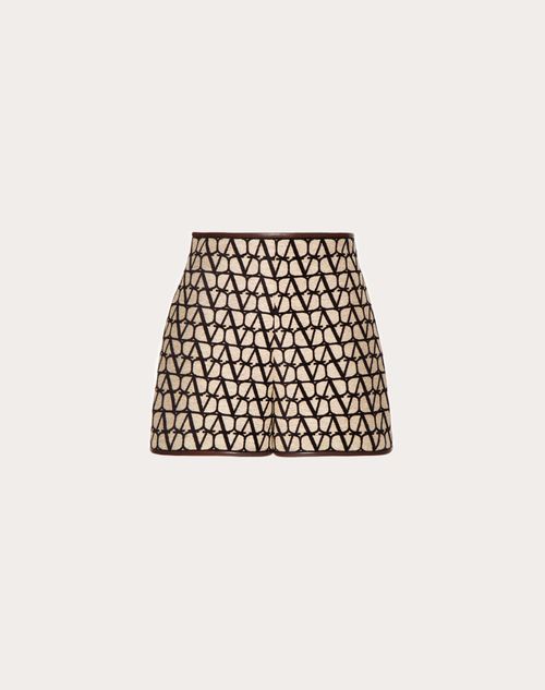 Valentino - Shorts Aus Toile Iconographe Light - Beige/schwarz - Frau - Hosen & Shorts