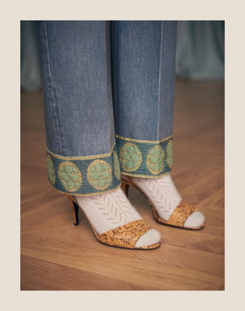 ジャカードトリム デニム パンツ for ウィメンズ インチ デニム ジャカードトリム デニム パンツ for ウィメンズ インチ デニム