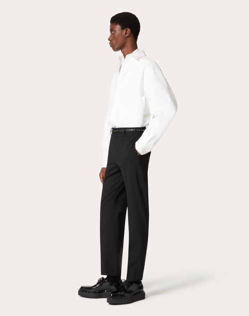 Valentino - Pantalón De Lana Stretch - Negro - Hombre - Pantalones Largos Y Cortos