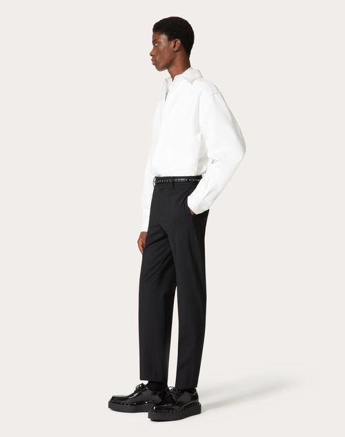 Valentino - Lana Stretch Trousers - Black - Man - Trousers And Shorts