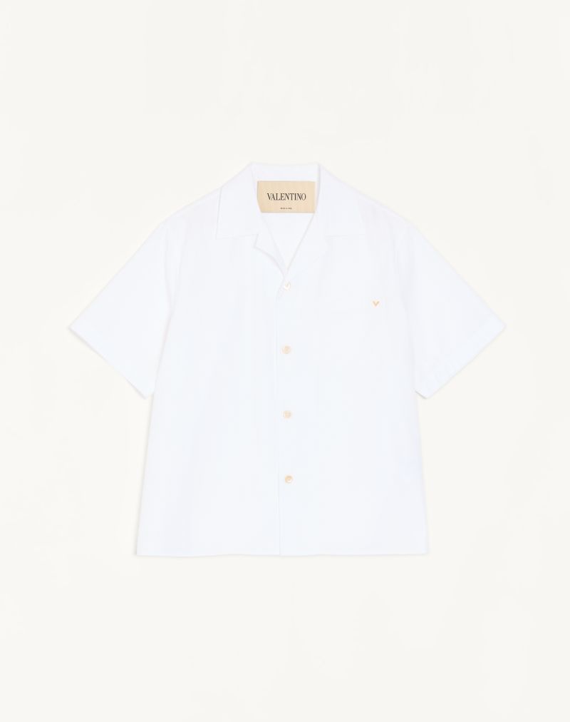 Chemise Bowling Popeline Coton VGold Blanc — Valentino