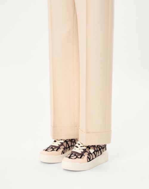 Valentino Garavani - One Stud Xl Low-top Sneaker In Nappa Leather And Toile Iconographe Fabric - Natural/fondant - Man - Trainers