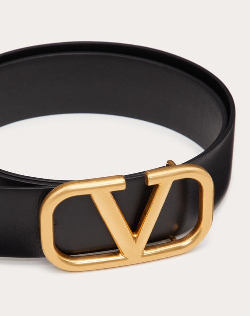 Valentino Garavani Men's Vlogo Signature Reversible Elk-Print Calfskin Belt 30 mm - Natural - Belts