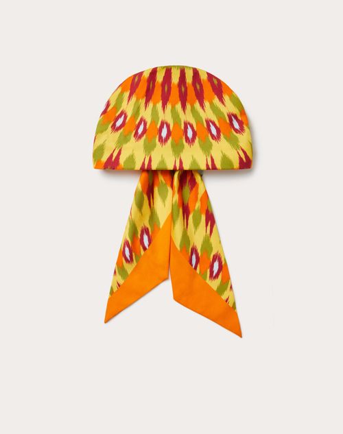 Valentino Garavani - Cotton And Silk Headband With Round Rain Print - Orange/multicolor - Woman - Foulards
