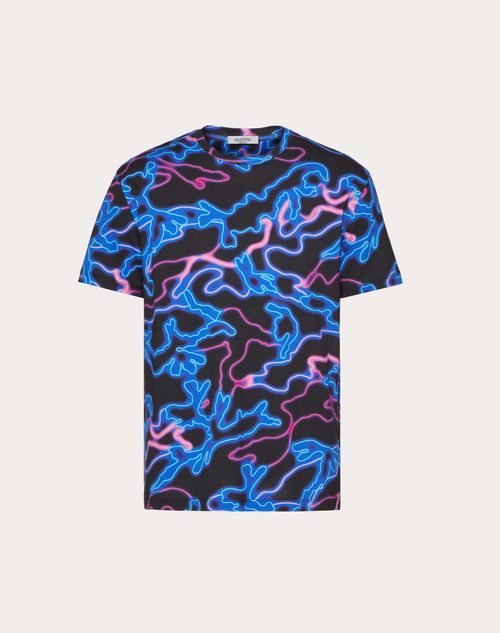 Valentino - T-shirt With Neon Camou Print - Black/multicolor - Man - T-shirts