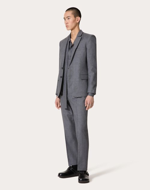 Valentino - Single-breasted Linen Jacket Laminated With Neoprene Scuba - Light Grey - Man - Ready To Wear