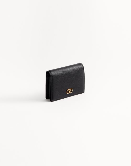 Valentino Garavani - Vlogo Signature Grainy Calfskin Wallet - Black - Woman - Wallets And Small Leather Goods