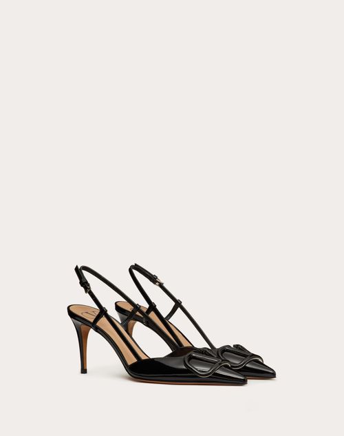 Valentino Garavani - Vlogo Signature Patent Leather Slingback Pump 80mm / 3.15 In. - Black - Woman - Shoes