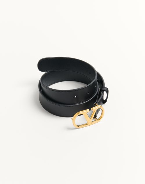 Valentino Garavani - Vlogo Signature Belt In Shiny Calfskin 30 Mm - Black - Woman - Belts