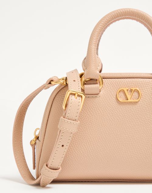 Valentino Garavani - Vlogo Signature Mini Bowling Bag In Grainy Calfskin - Rose Sand - Woman - Top Handle Bags