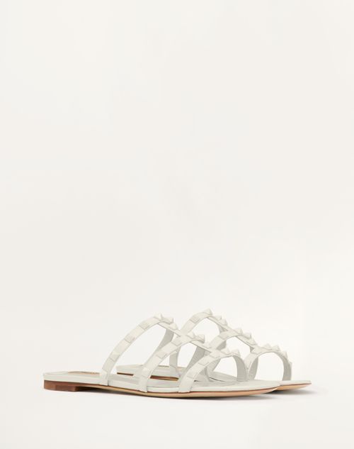 Valentino Garavani - Rockstud Slider Sandal In Calfskin With Tone-on-tone Studs - Ivory - Woman - Woman Sale