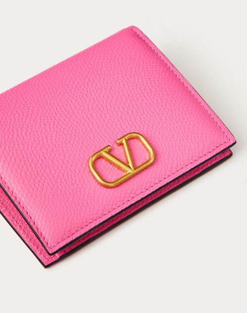 Valentino Garavani - Vロゴ シグネチャー グレインカーフスキン コンパクトウォレット - ピンク - 女性 - アクセサリー