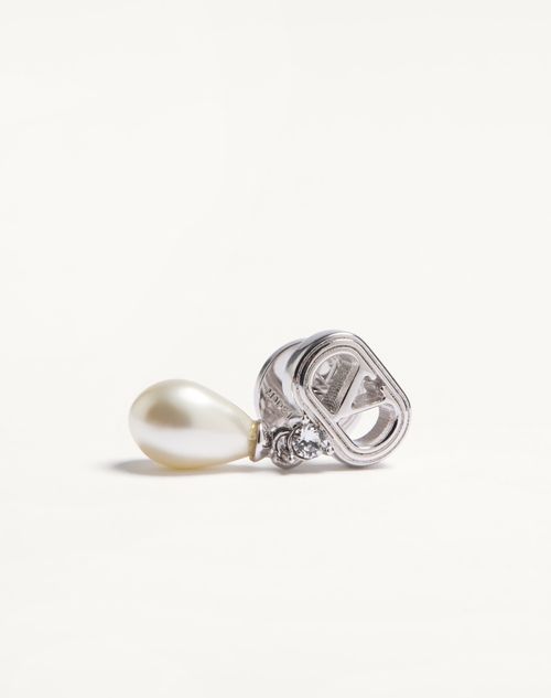 Valentino Garavani - Ovalette Earrings In Metal, Pearls And Swarovski® Crystals - Rhodium - Woman - Jewellery