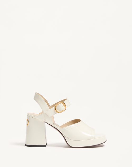 Valentino Garavani - Fawcette Platform Sandal In Polished Calfskin 100mm - Ivory - Woman - Sandals