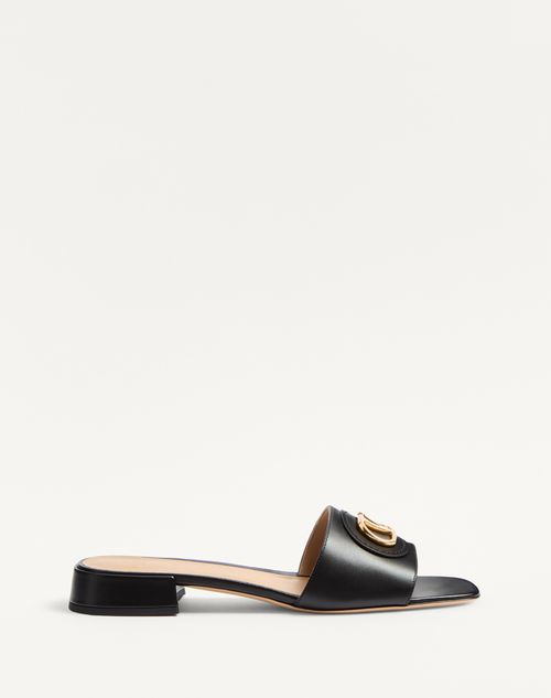 Valentino Garavani - Vlogo Signature Slide Sandal In Calfskin 20mm - Black - Woman - Shelf - W Shoes - Summer Vlogo