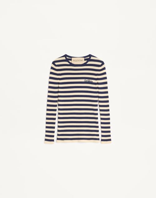 Valentino - Cotton Jumper - Birch/provence Blue/birch - Woman - Knitwear