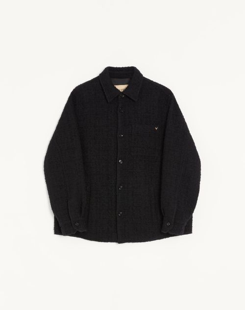 Valentino - Sobrecamisa Valentino De Cotton Tweed Con Vgold - Negro - Hombre - Chaquetas Y Plumíferos