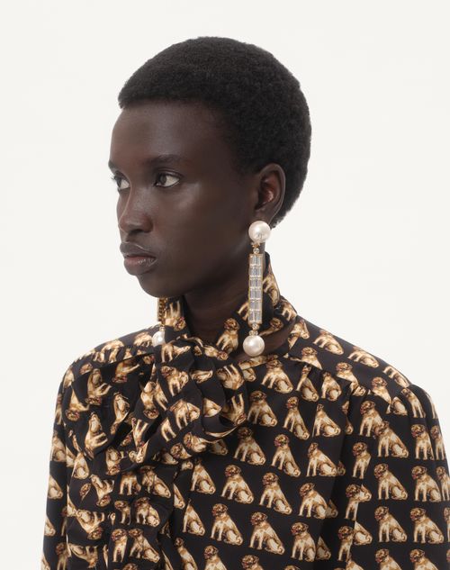 Valentino Garavani - San Fin Metal Earrings With Swarovski® Crystals And Pearls - Gold/cream/crystal - Woman - Fashion Jewelry