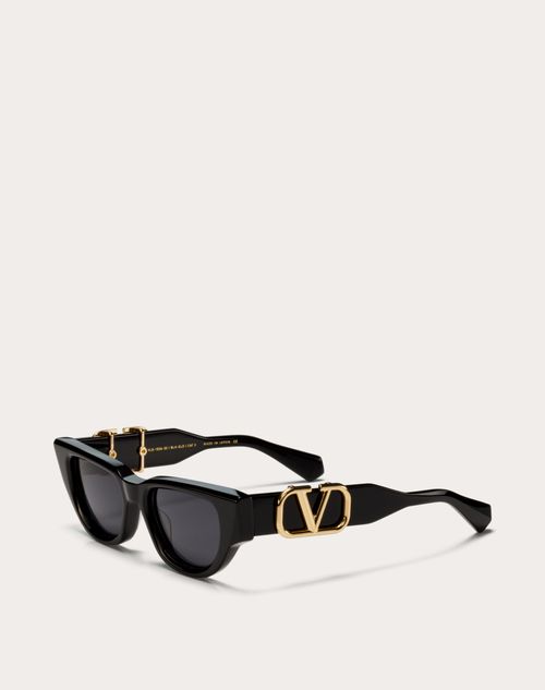 Valentino - Ii - Cat Eye Acetate Vlogo Frame - Black/dark Grey - Woman - Eyewear