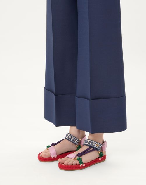 Valentino Garavani - Lake Powell Sandal With Grape Embroidery 20mm - Multicolour - Woman - Espadrilles And Wedges