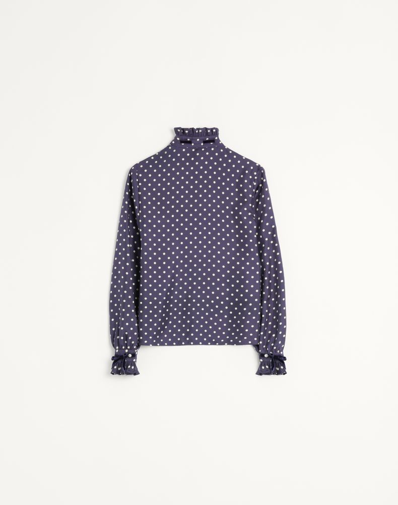 Valentino Twill Shirt With Plus De Pois Print Woman Navy/Birch 46