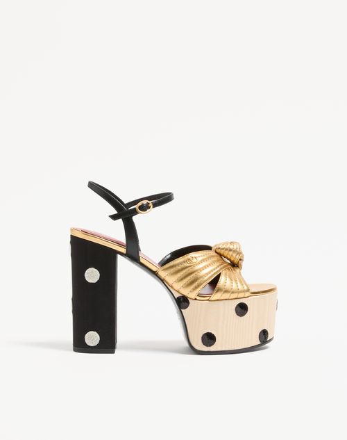 Valentino Garavani - Crasher Platform Sandal With Plus De Pois Embroidery 125mm - Gold/black - Woman - Sandals