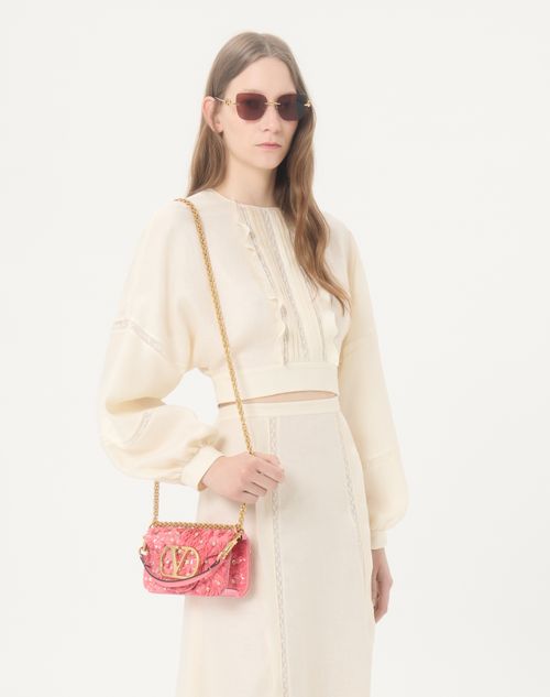 Valentino Garavani - Kleine Valentino Garavani Locò Bestickte Schultertasche - Rosa - Frau - Schultertaschen