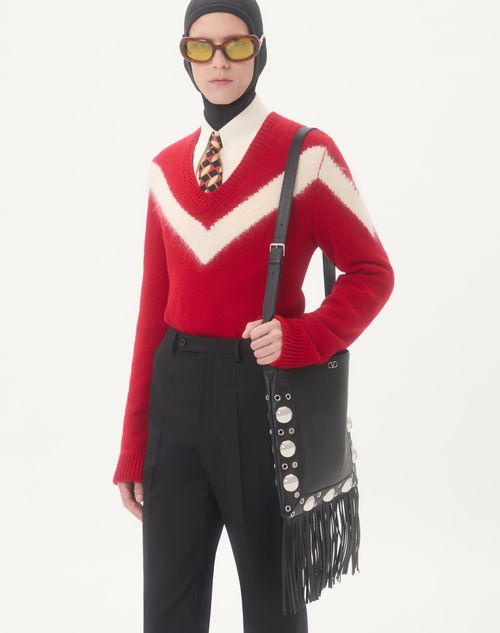 Valentino - Valentino Wool Jumper With Vlogo Bow At The Back - Paris/ivory - Man - Knitwear