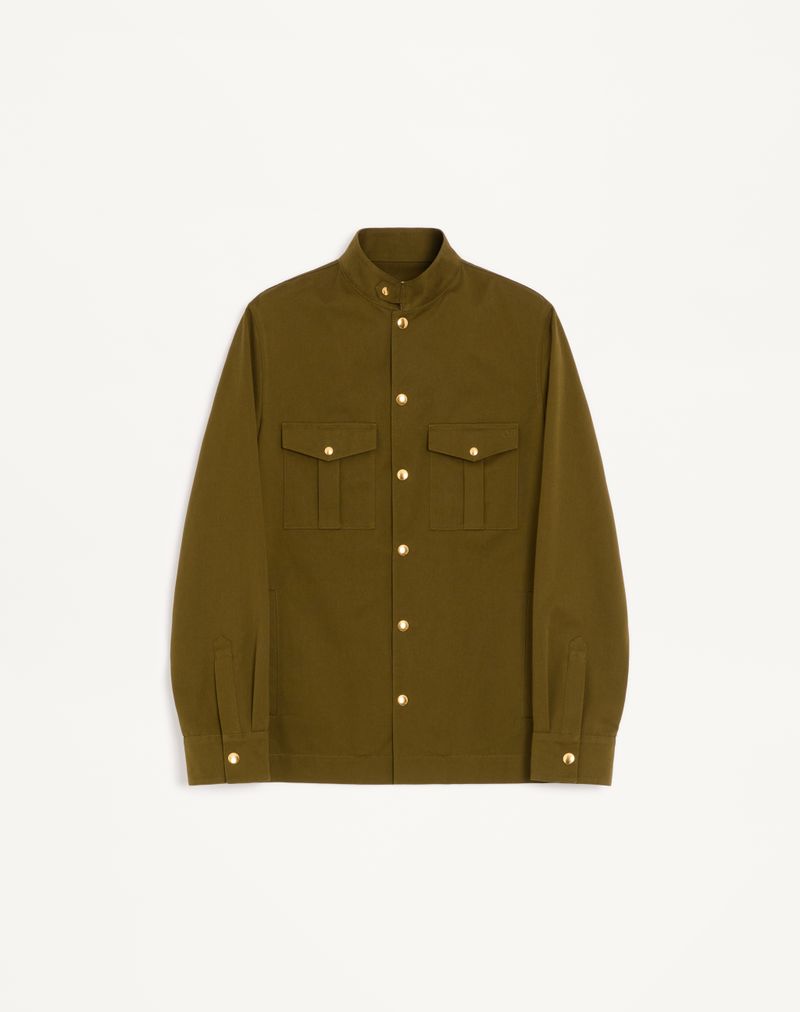 Surchemise Coton Canneté Broderie VLogo Vert Militaire — Valentino