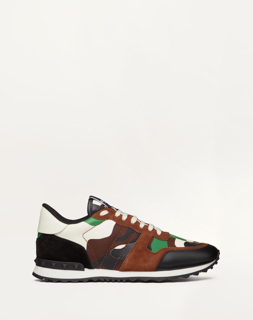 Valentino Handbags Sneaker Rockrunner Camouflage per Uomo in Verde Militare/brushwood/nero/verde | Valentino IT