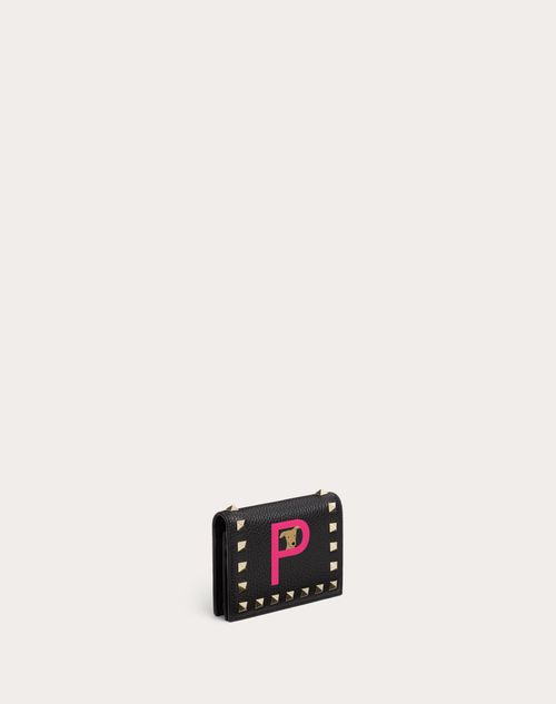 Valentino Garavani - Valentino Garavani Rockstud Pet Customizable Wallet - Black/sheer Fuchsia - Woman - Rockstud Pet - Accessories