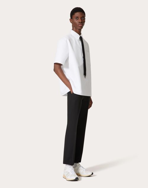 Valentino - Poloshirt Aus Baumwollpopeline-gemisch - Weiß - Mann - Kleidung