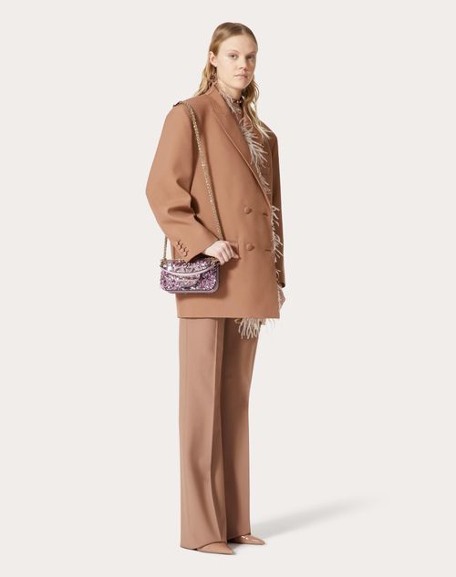 Valentino Garavani - Small Locò Shoulder Bag With 3d Embroidery - Pink - Woman - Valentino Garavani Loco