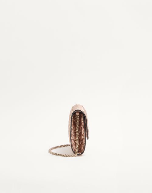 Valentino Garavani - Bolso De Hombro Valentino Garavani Rockstud Spike De Cuero Napa Laminado - Rose Cannelle - Mujer - Bolso De Mano